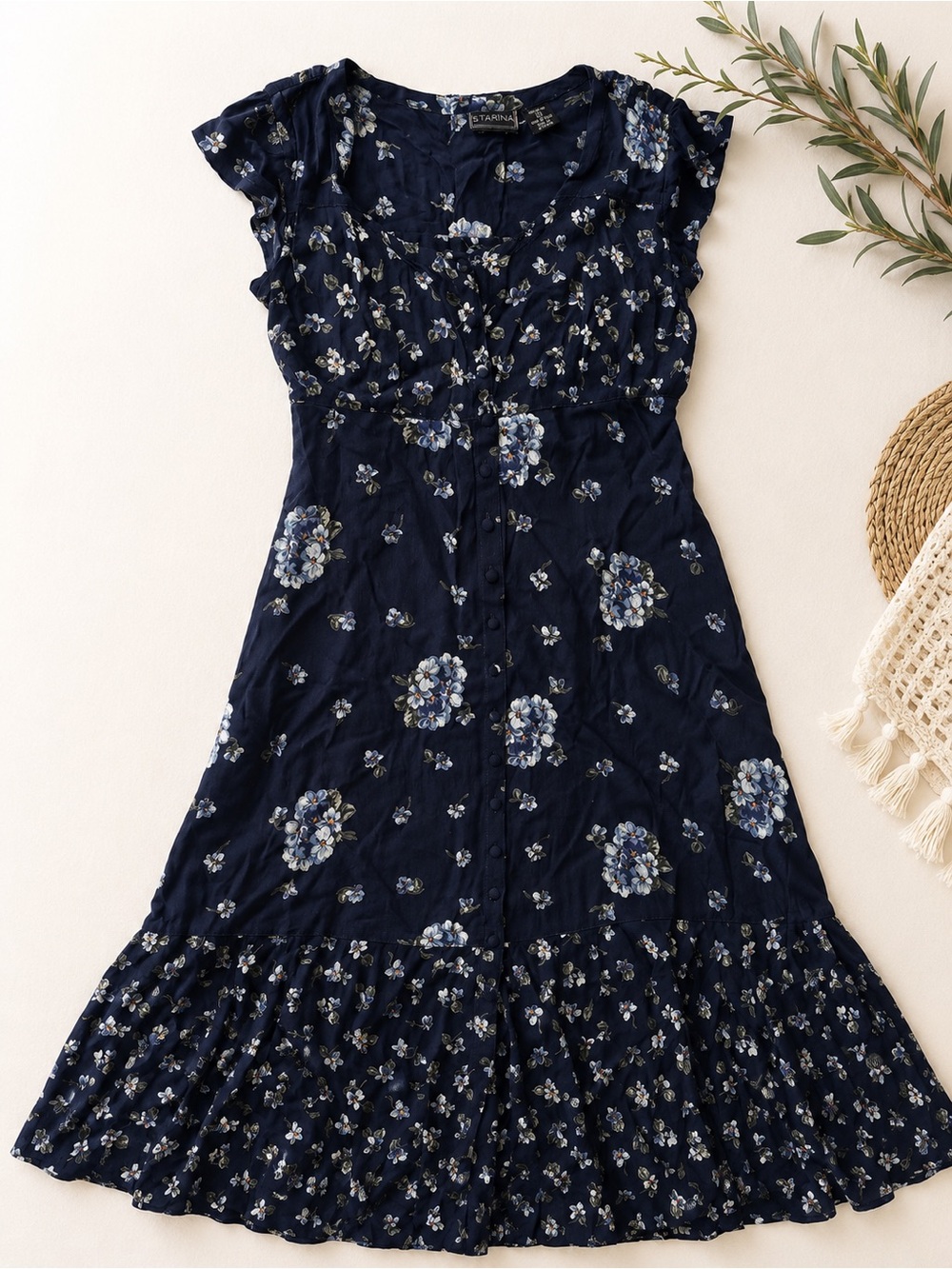 Stardust Navy Floral Midi Dress by Staring